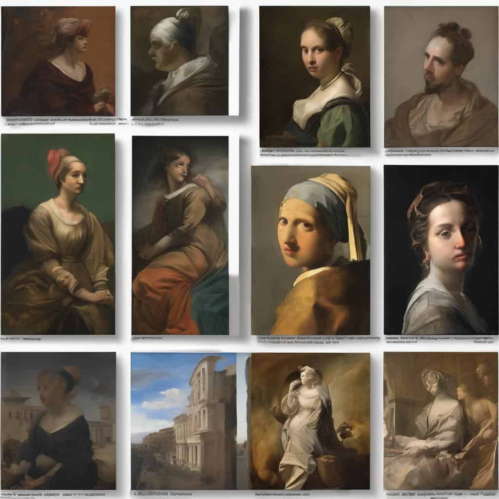 Κλασικά πορτρέτα διασημων ζωγράφων, τέχνη και δημιουργική πρόοδος, αριστουργήματα από την ιστορία της τέχνης.
